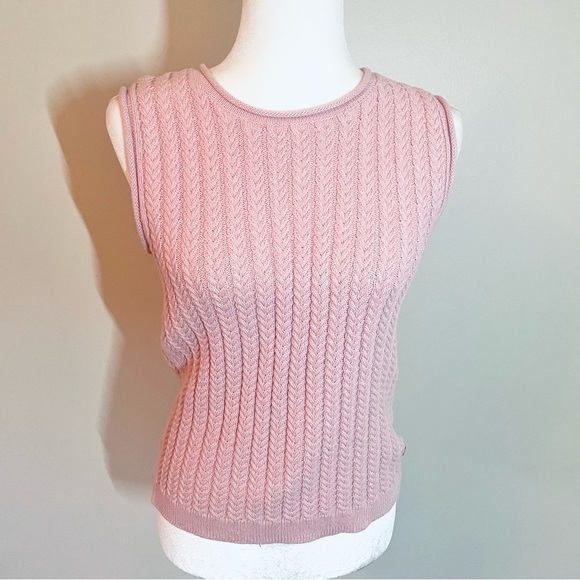 NWT Women's Cable Knit Tank Top - Pink - Size S - Picture 2 of 9